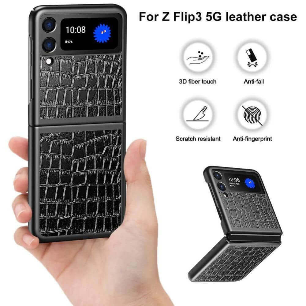 Premium Luxury Crocodile Pattern Leather Phone Case - Samsung Z Flip 3