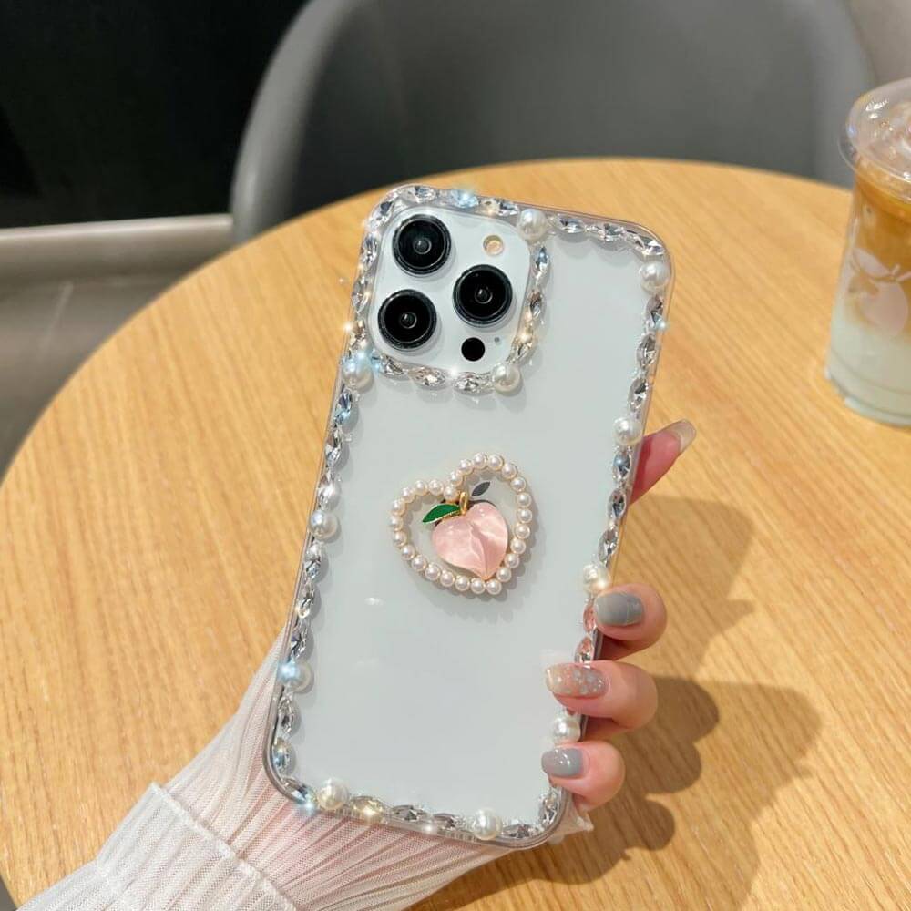 Handmade Pearl Crystal Border PC(Hard) | TPU(Soft) Case - iPhone 12 Pro Max