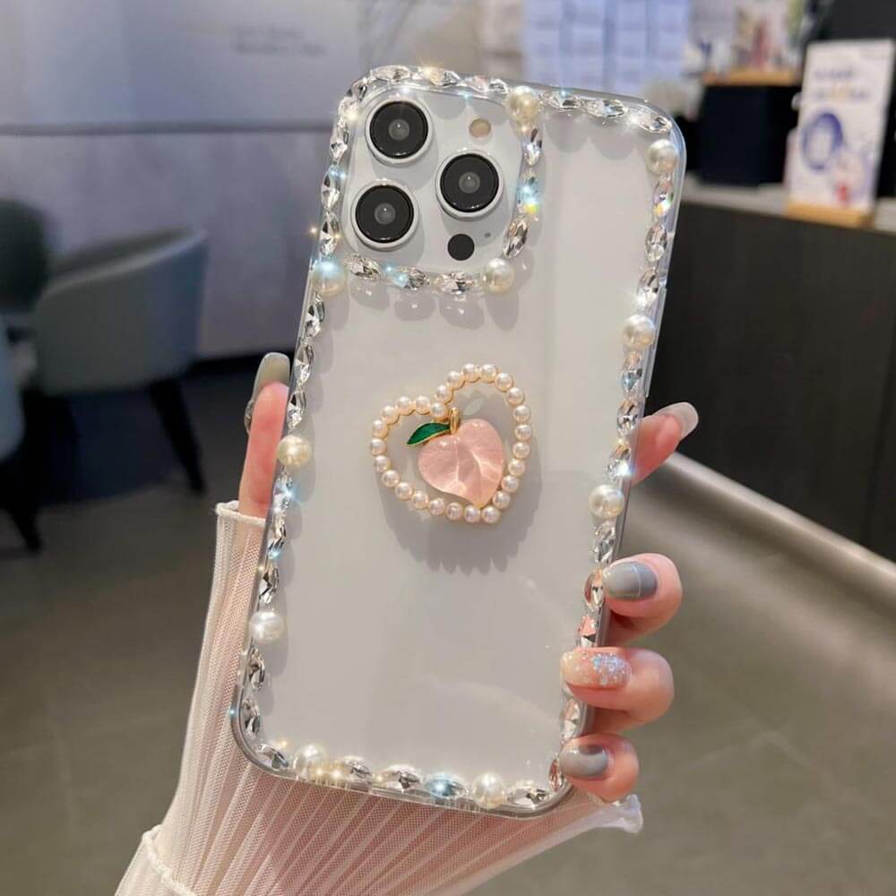 Handmade Pearl Crystal Border PC(Hard) | TPU(Soft) Case - iPhone 12 Pro Max