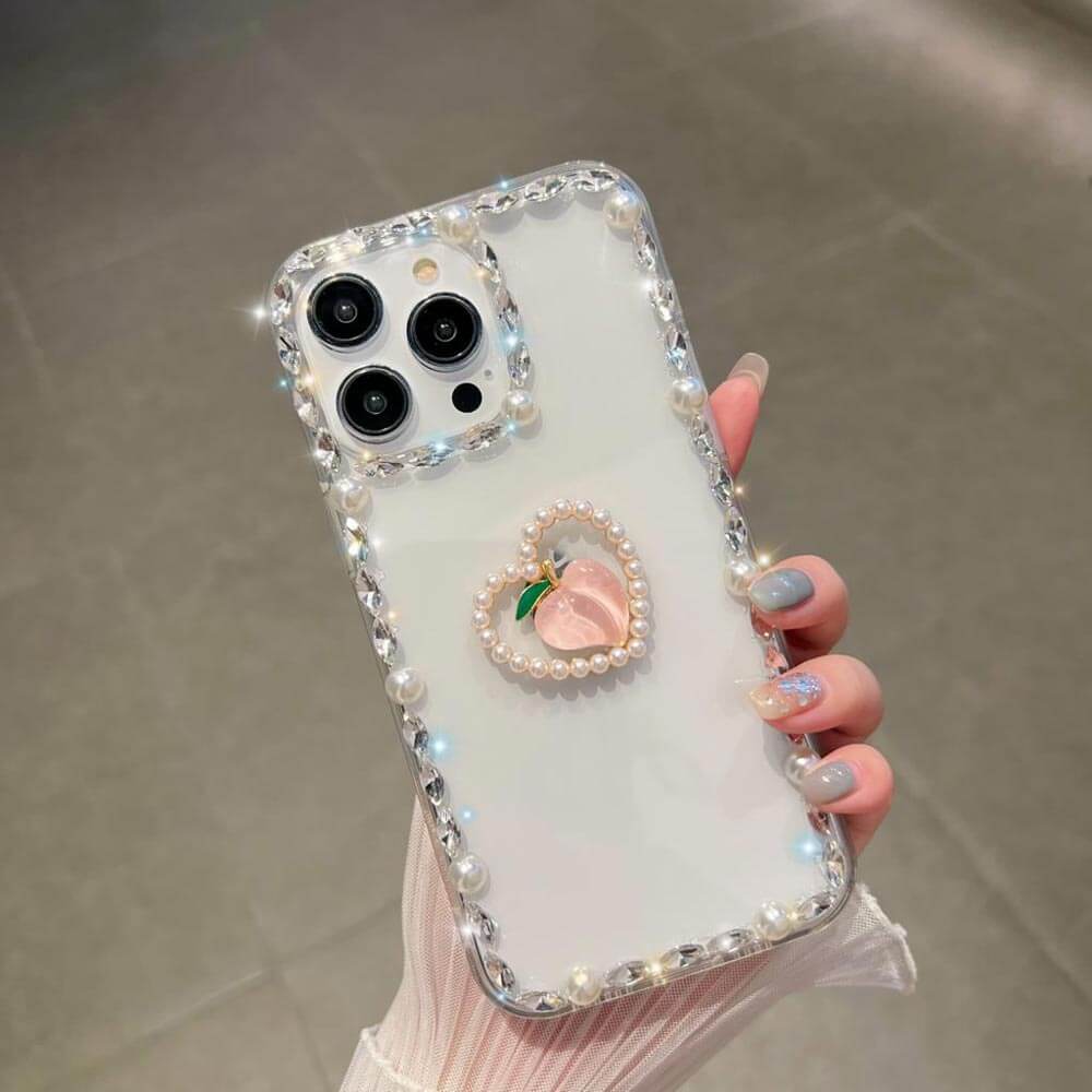 Handmade Pearl Crystal Border PC(Hard) | TPU(Soft) Case - iPhone 12 Pro Max