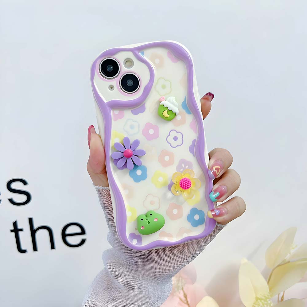 3D Cute Pet Flower and Toy Soft Cover With Random Heart Shape Bracelet - iPhone 13 Pro