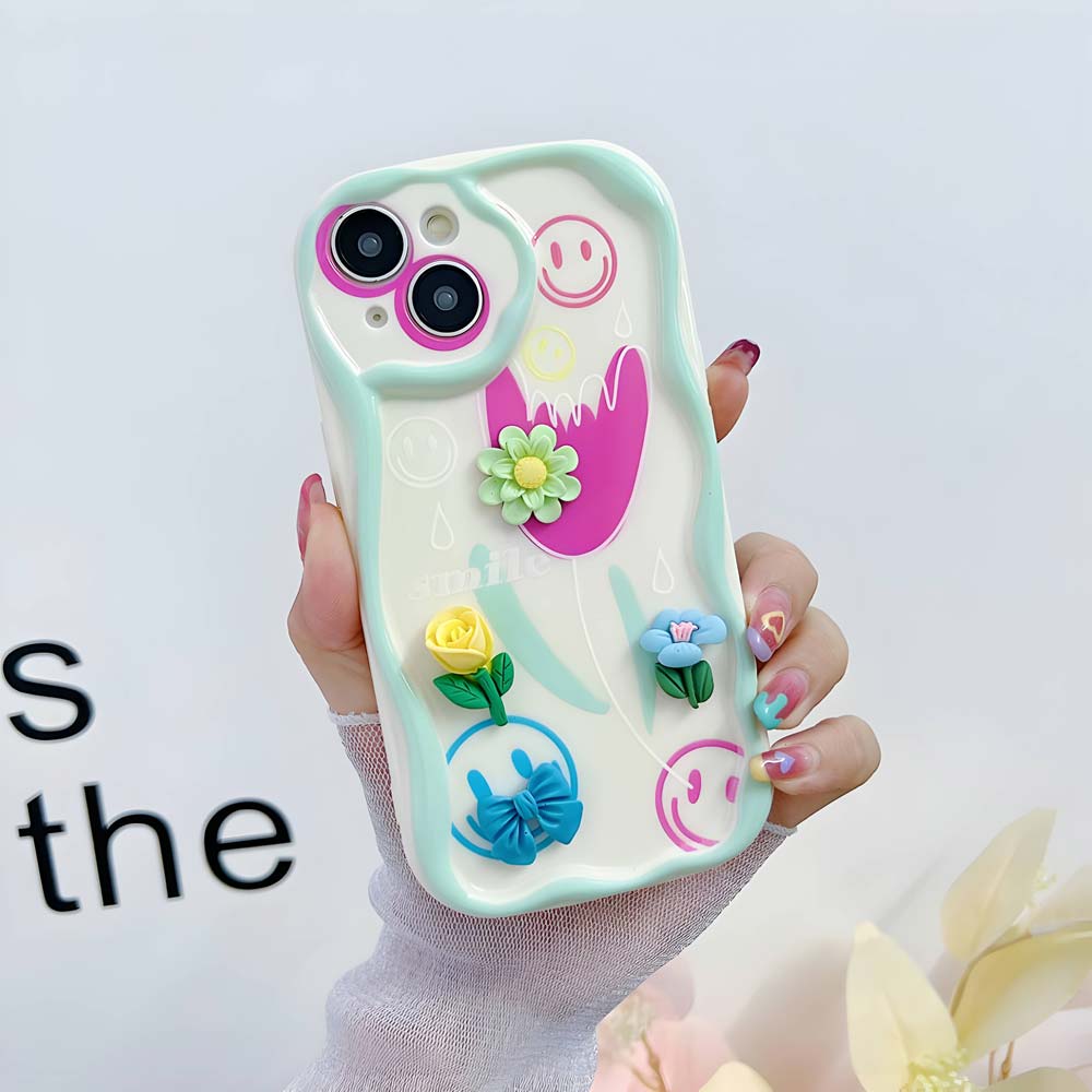 3D Cute Pet Flower and Toy Soft Cover With Random Heart Shape Bracelet - iPhone 13 Pro Max