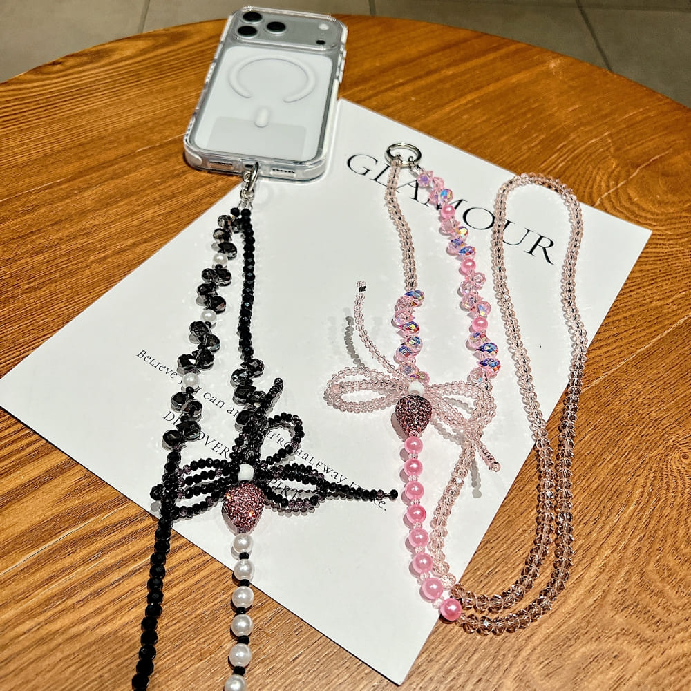 Diamond Bow Drop Phone Chain | Phone Strap