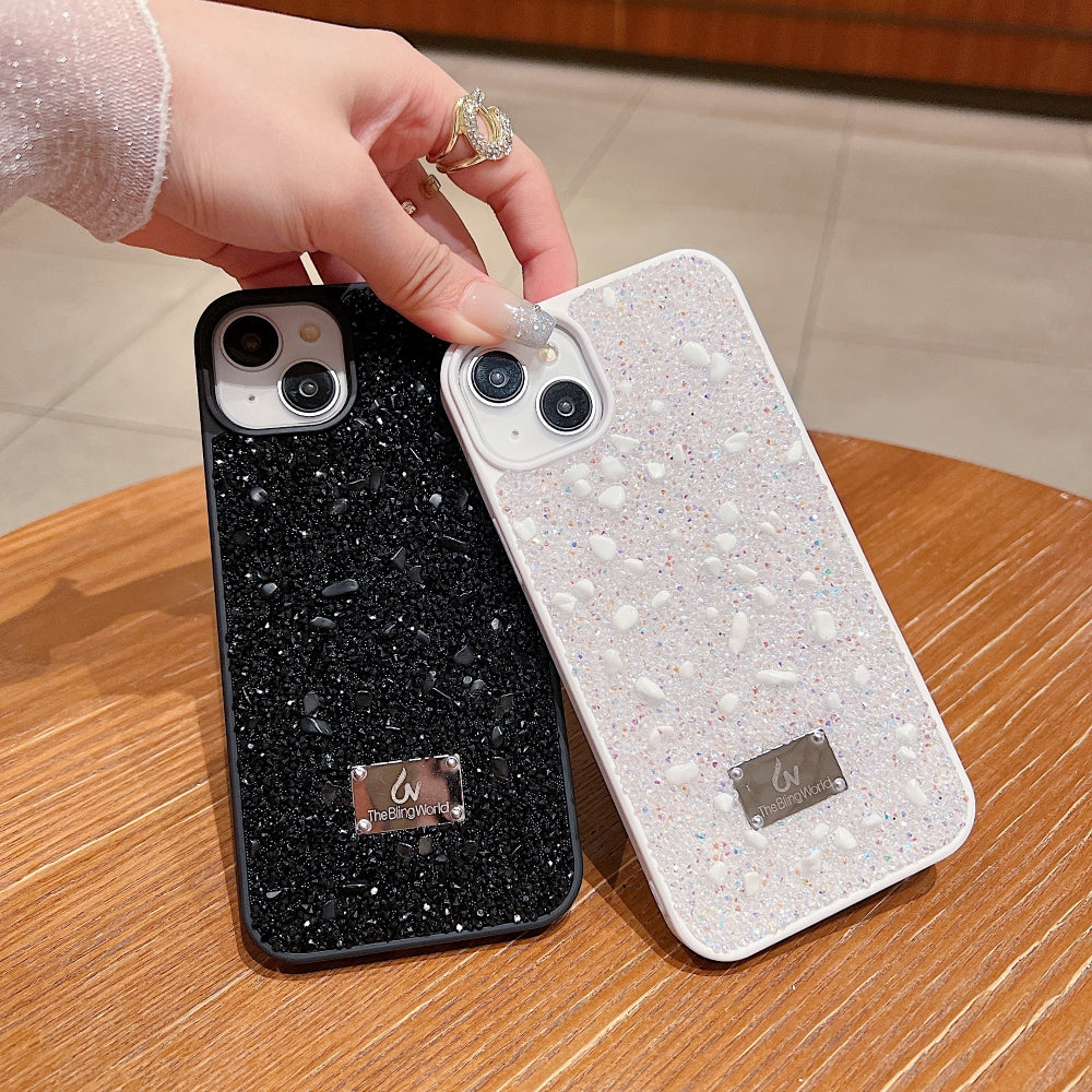 Diamond Studded Pattern Glittery Phone Case - iPhone 15