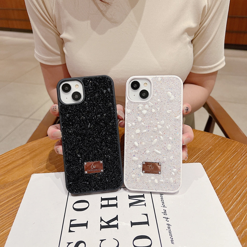 Diamond Studded Pattern Glittery Phone Case - iPhone 15