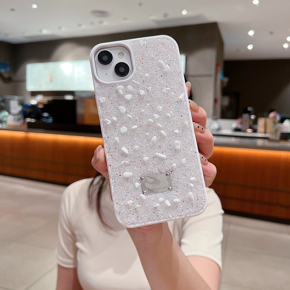 Diamond Studded Pattern Glittery Phone Case - iPhone 15