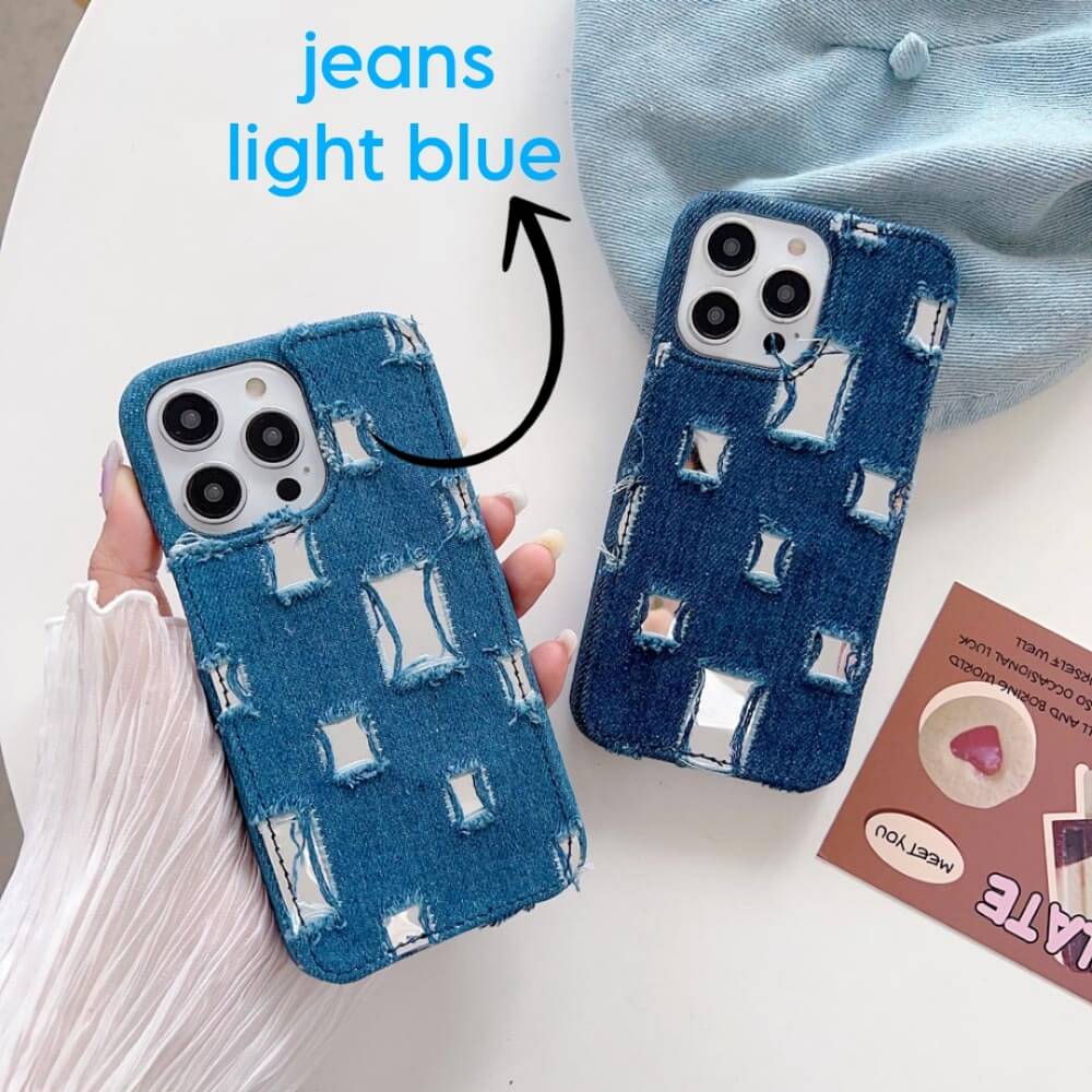 Distressed Denim Fashion Jeans Case - iPhone 14