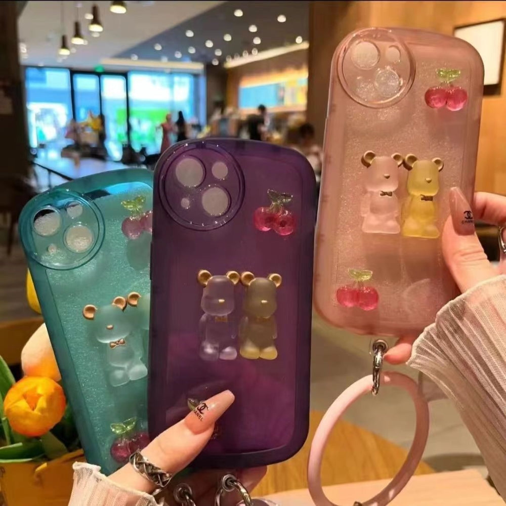 Fashion Bear Cartoon Ornament Bracelet Color Transparent Tpu Cover - Vivo Y17