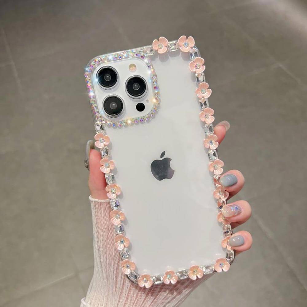 Handmade Flower Border Transparent PC(Hard) | TPU(Soft) Phone Case - iPhone 15 Pro