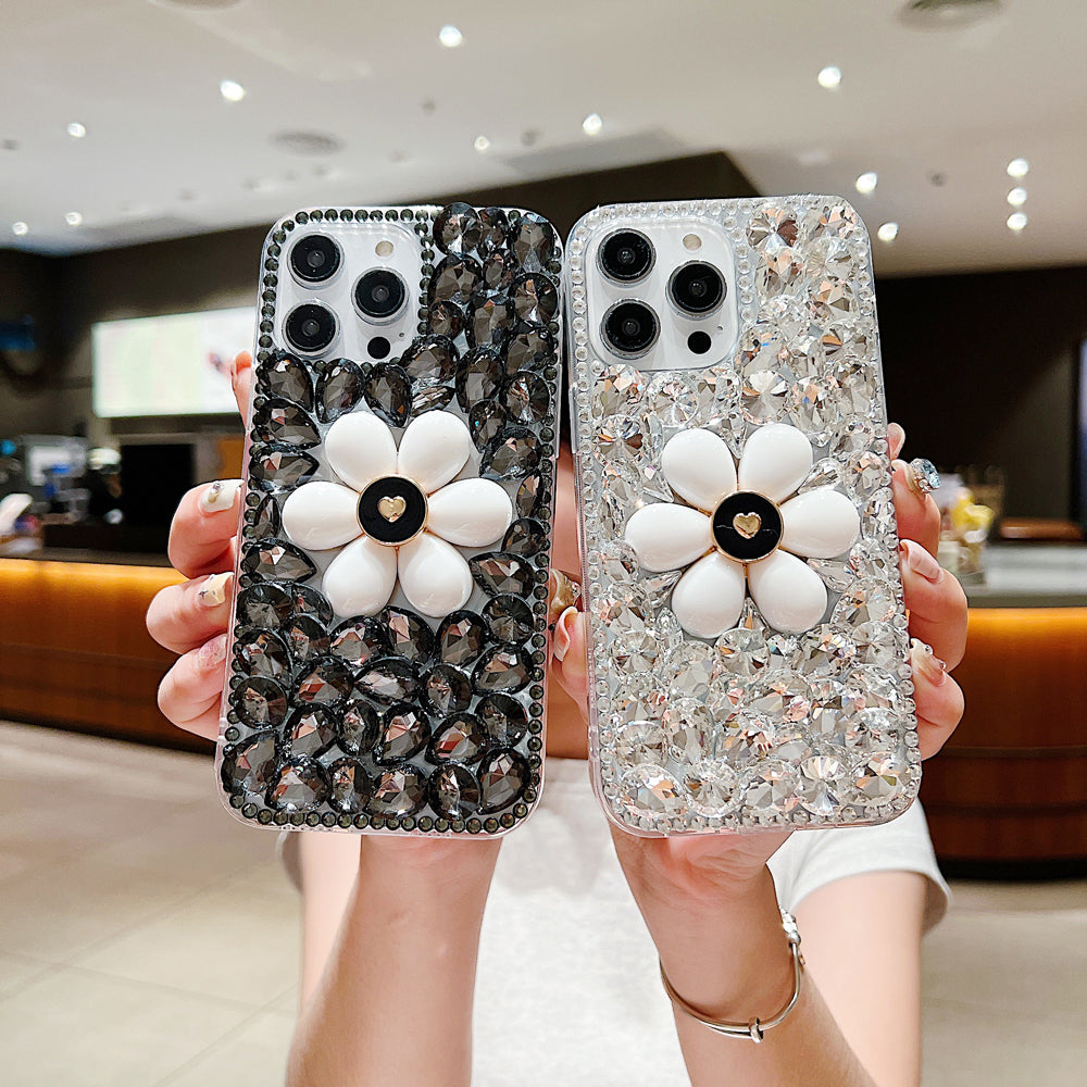 Handmade Flower Decor Glitter Diamond Case - Samsung S21FE