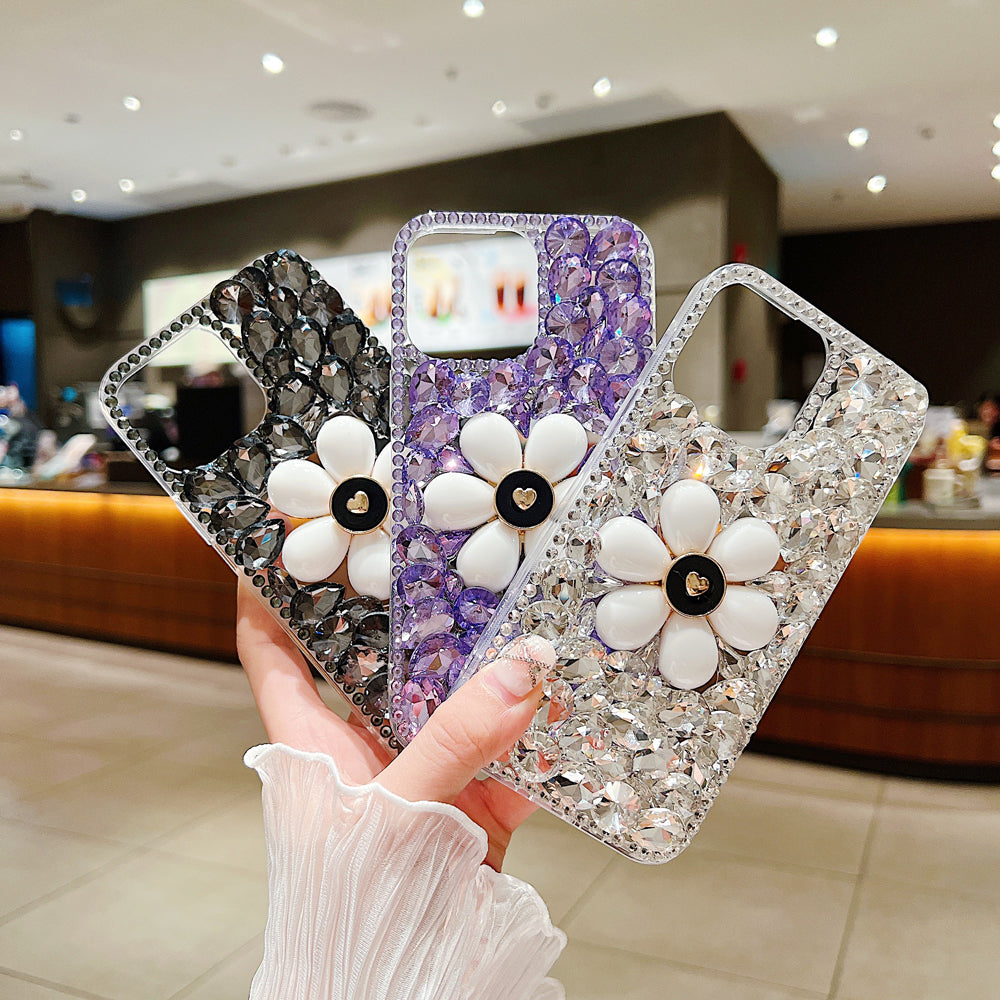 Handmade Flower Decor Glitter Diamond Case - Samsung S21FE