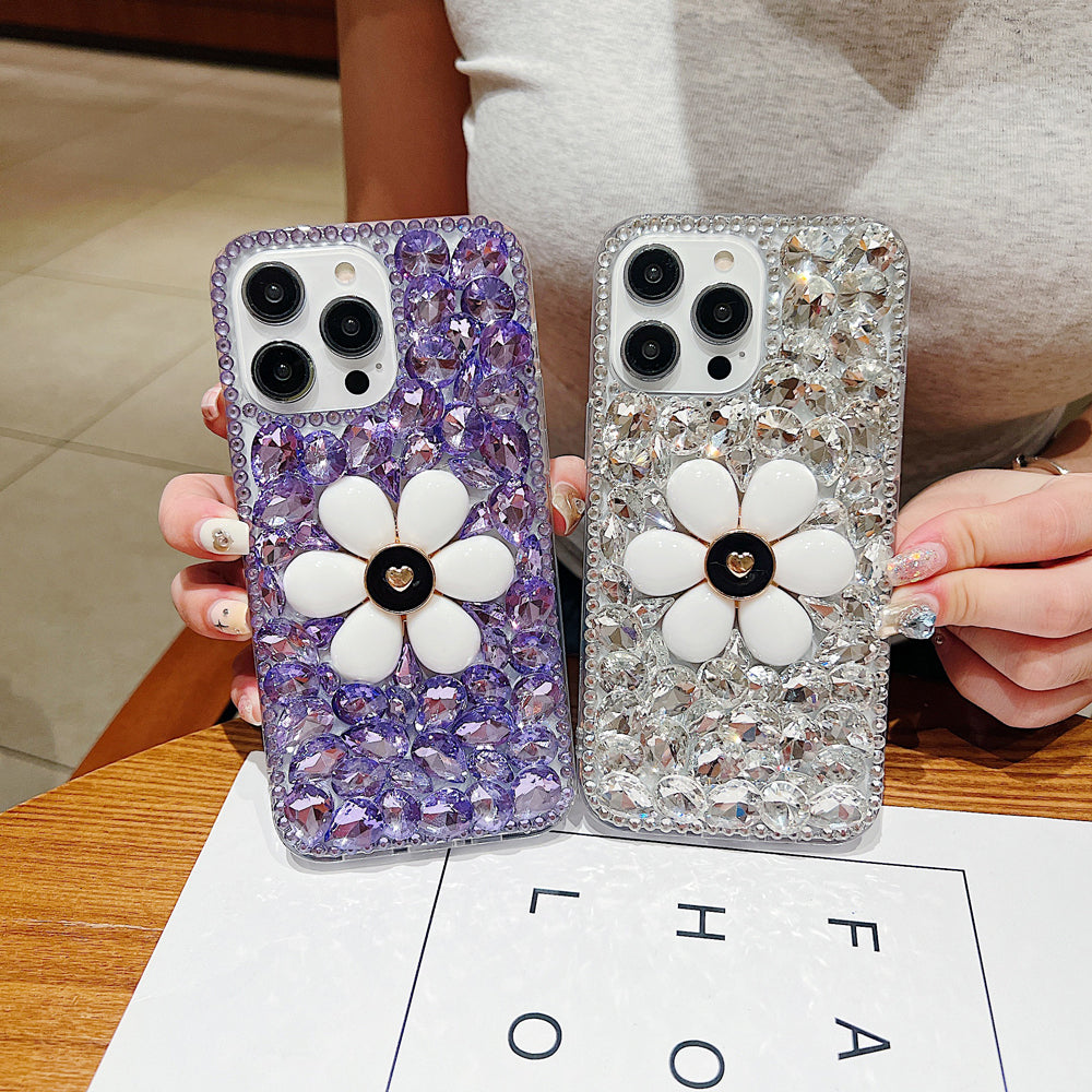 Handmade Flower Decor Glitter Diamond Case - Samsung S21FE