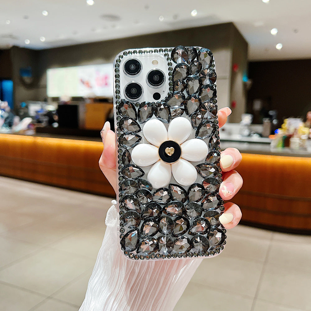 Handmade Flower Decor Glitter Diamond Case - Samsung S21FE