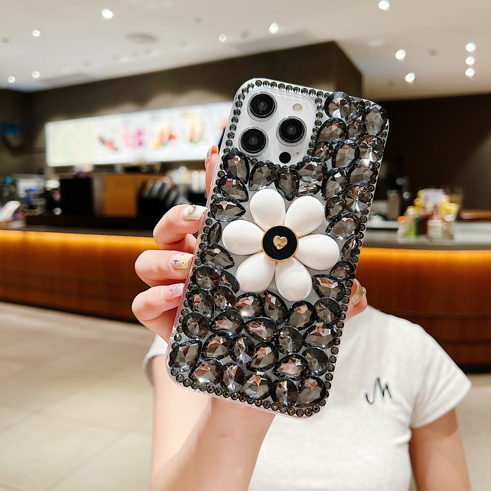 Handmade Flower Decor Glitter Diamond Case - Samsung S21FE