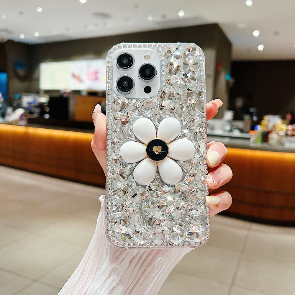 Handmade Flower Decor Glitter Diamond Case - Samsung S21FE