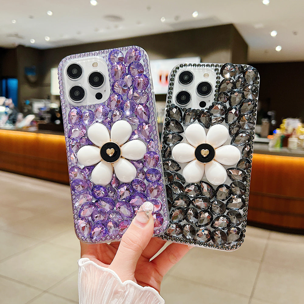 Handmade Flower Decor Glitter Diamond Case - Samsung S21FE