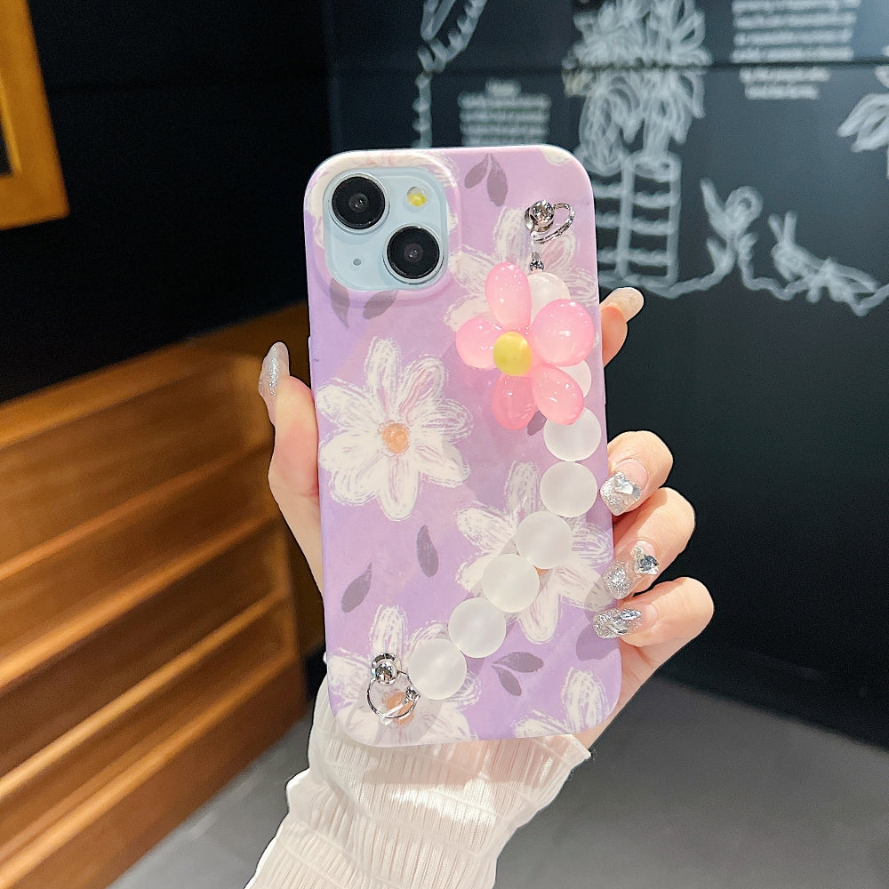 Flower Print Design Wrist Hand Strap TPU Soft Case - OnePlus 8