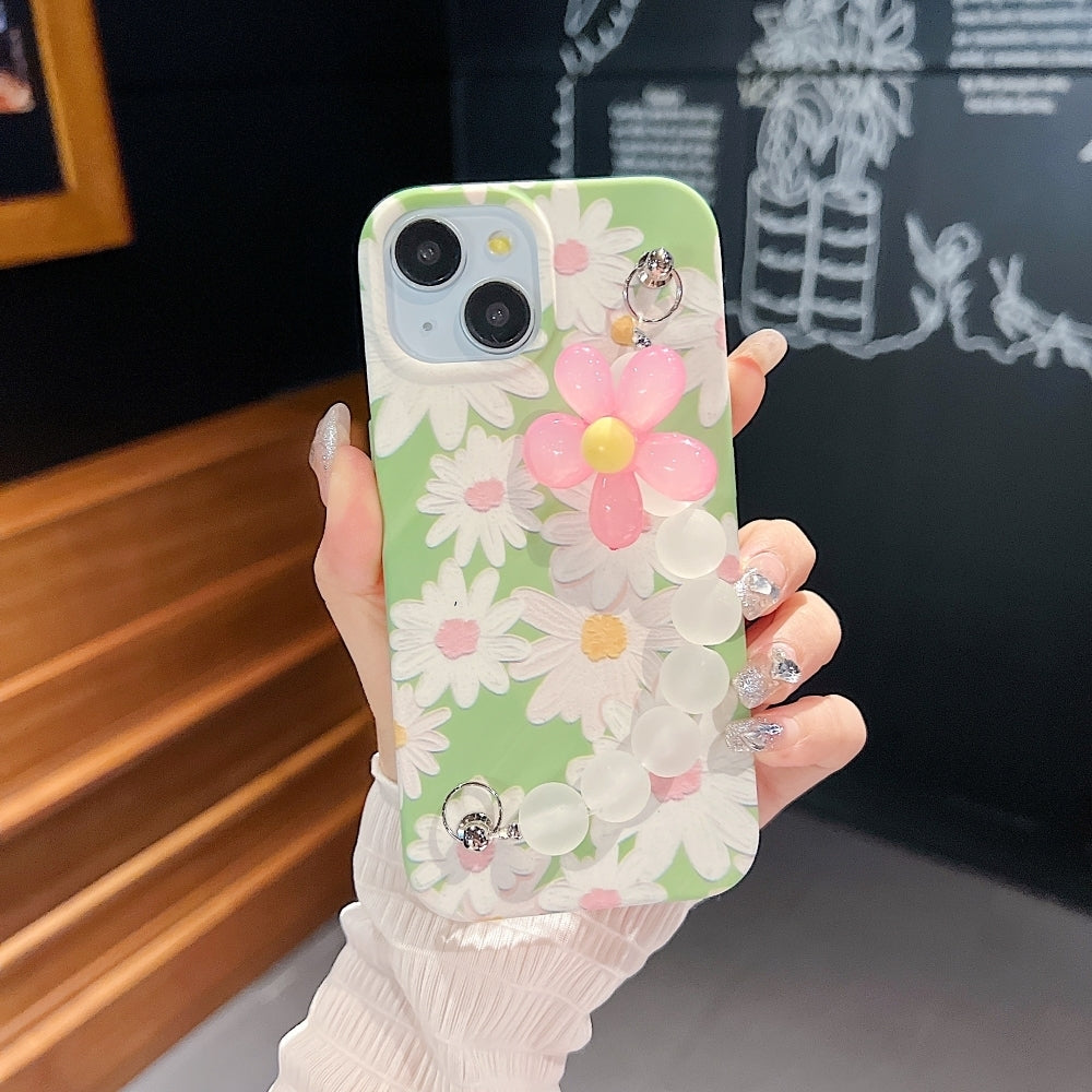 Flower Print Design Wrist Hand Strap TPU Soft Case - OnePlus 8