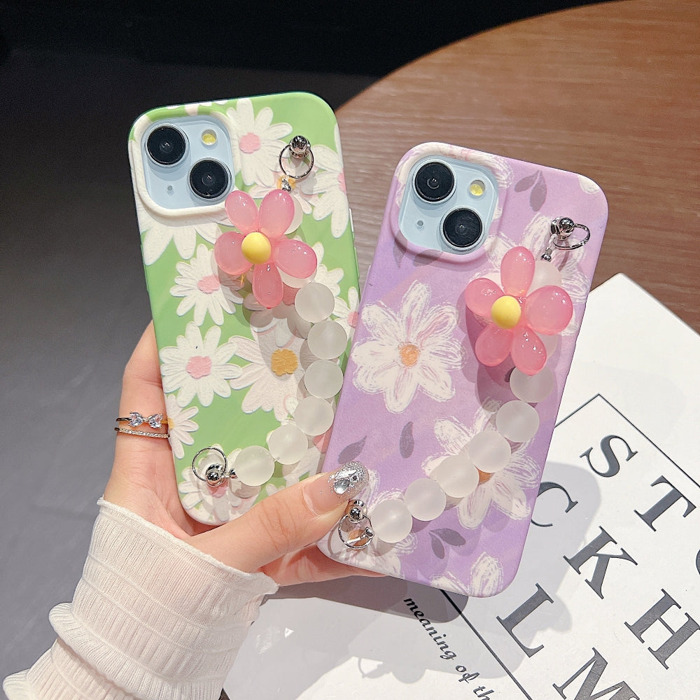 Flower Print Design Wrist Hand Strap TPU Soft Case - Samsung S23FE