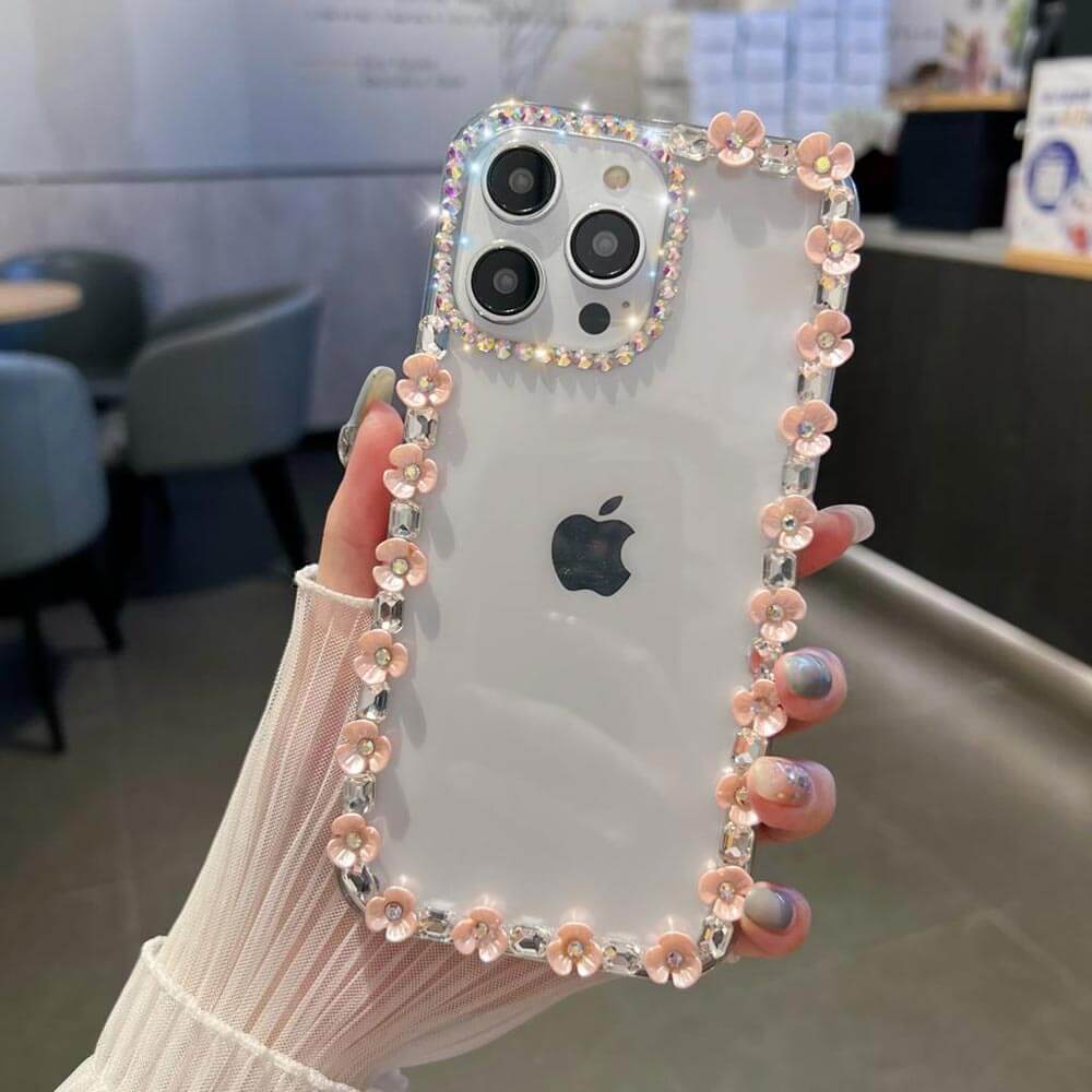 Handmade Flower Border Transparent PC(Hard) | TPU(Soft) Phone Case - iPhone 15 Pro