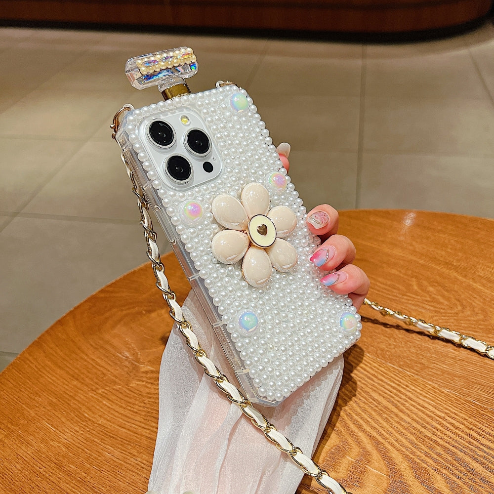 Flower Pearly Perfume Bottle Handmade Soft Phone Case - iPhone 13