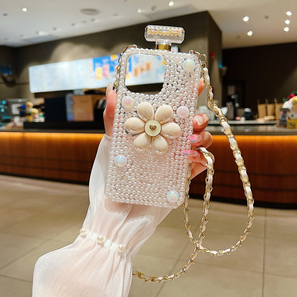 Flower Pearly Perfume Bottle Handmade Soft Phone Case - iPhone 13