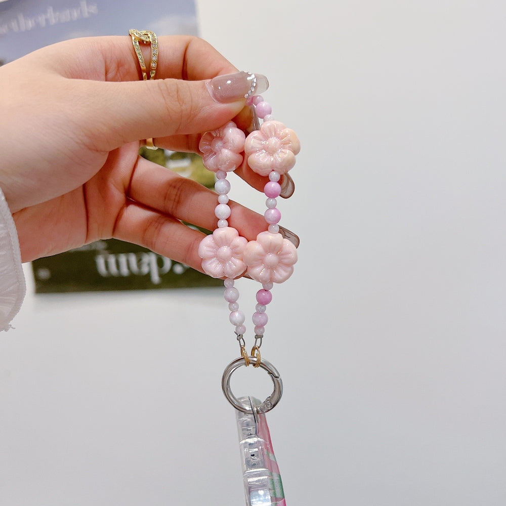 Gradient Four Flower and Beads Phone Charm Bracelet | Keychain | Handbag Charm
