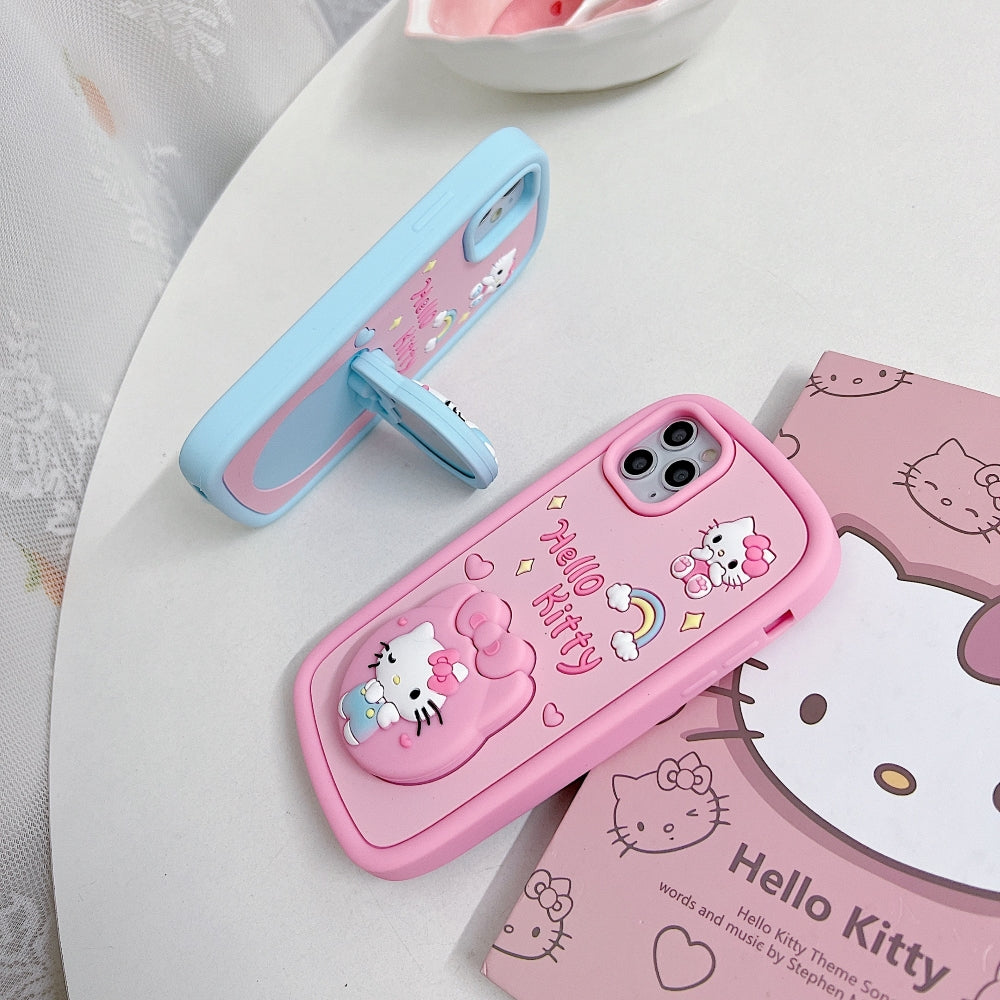 Full Protective Bow Cat Doll Flip Mirror Phone Case - iPhone 15