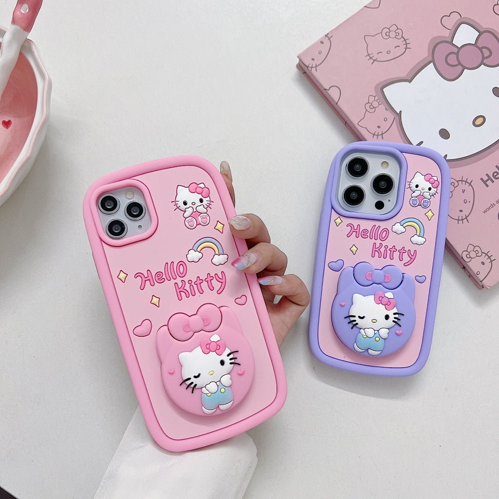 Full Protective Bow Cat Doll Flip Mirror Phone Case - iPhone 13