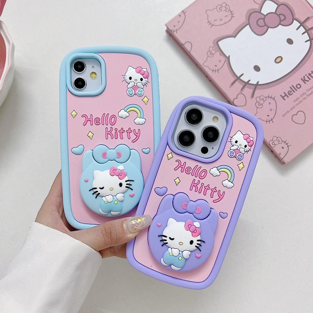 Full Protective Bow Cat Doll Flip Mirror Phone Case - iPhone 14