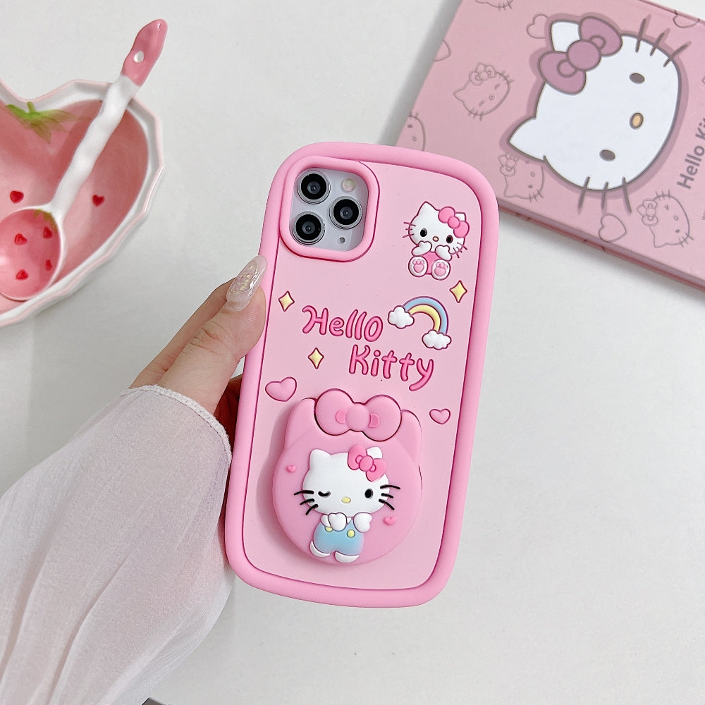 Full Protective Bow Cat Doll Flip Mirror Phone Case - iPhone 14