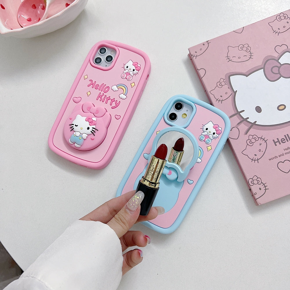 Full Protective Bow Cat Doll Flip Mirror Phone Case - iPhone 13