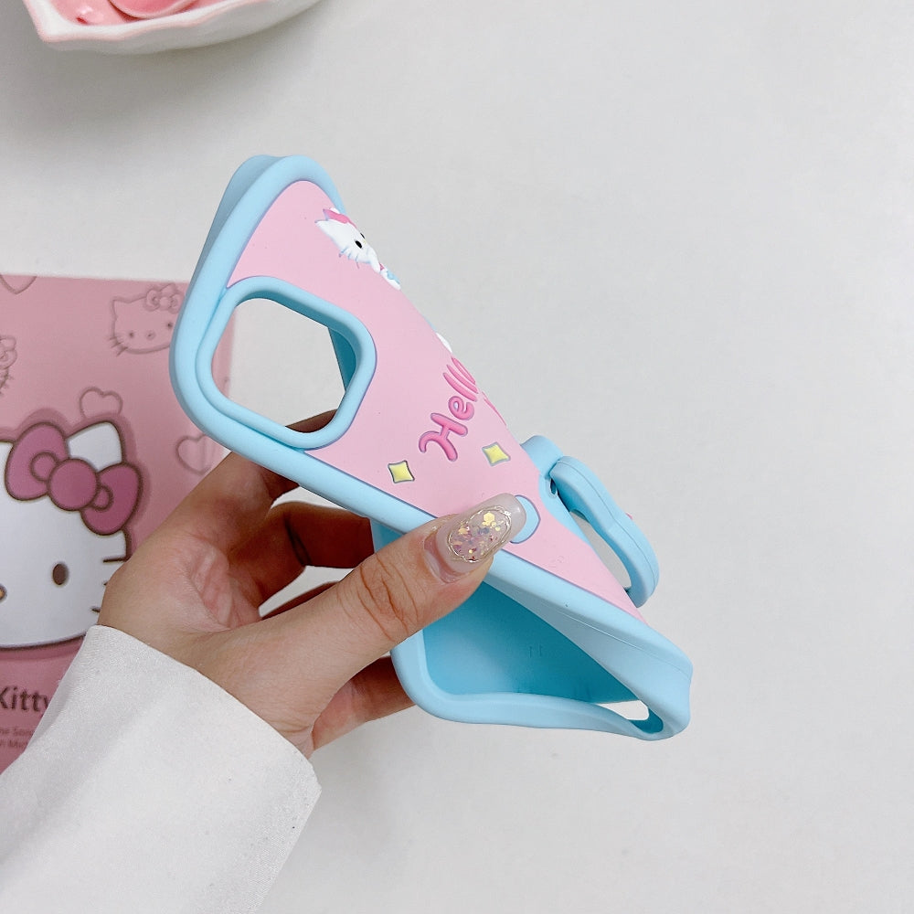 Full Protective Bow Cat Doll Flip Mirror Phone Case - iPhone 15