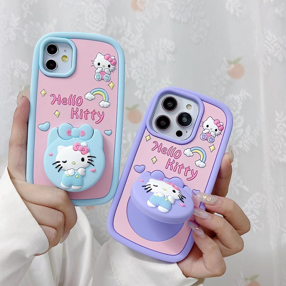 Full Protective Bow Cat Doll Flip Mirror Phone Case - iPhone 13