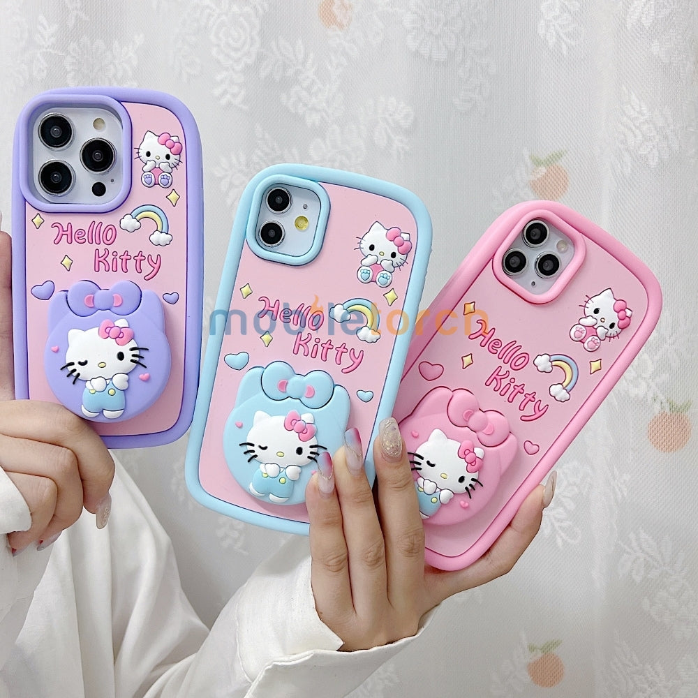 Full Protective Bow Cat Doll Flip Mirror Phone Case
