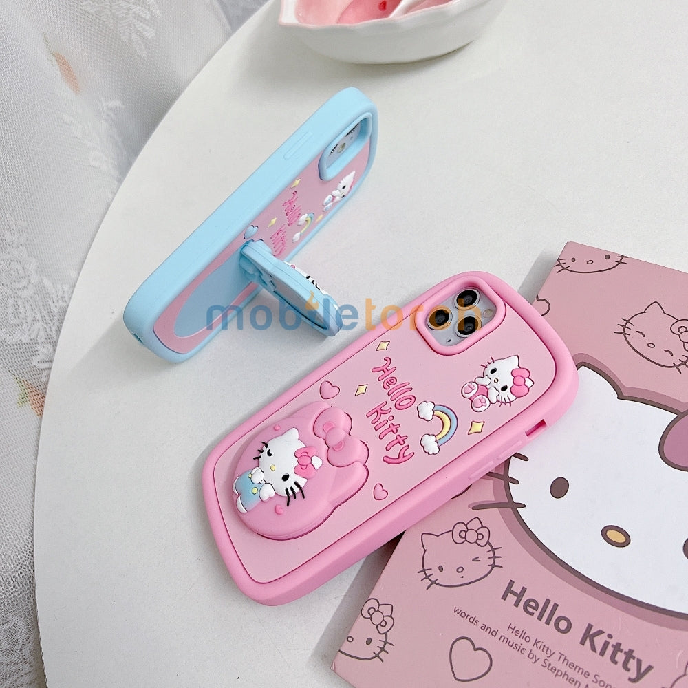 Full Protective Bow Cat Doll Flip Mirror Phone Case