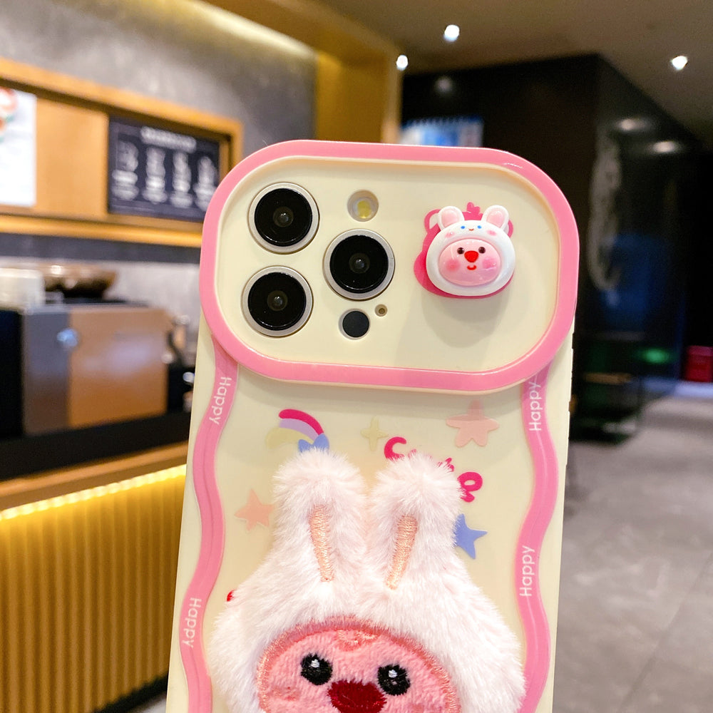 Fur Cartoon Wave Style Color Printing TPU (Soft) Camera Protection Phone Case - iPhone 14 Pro Max