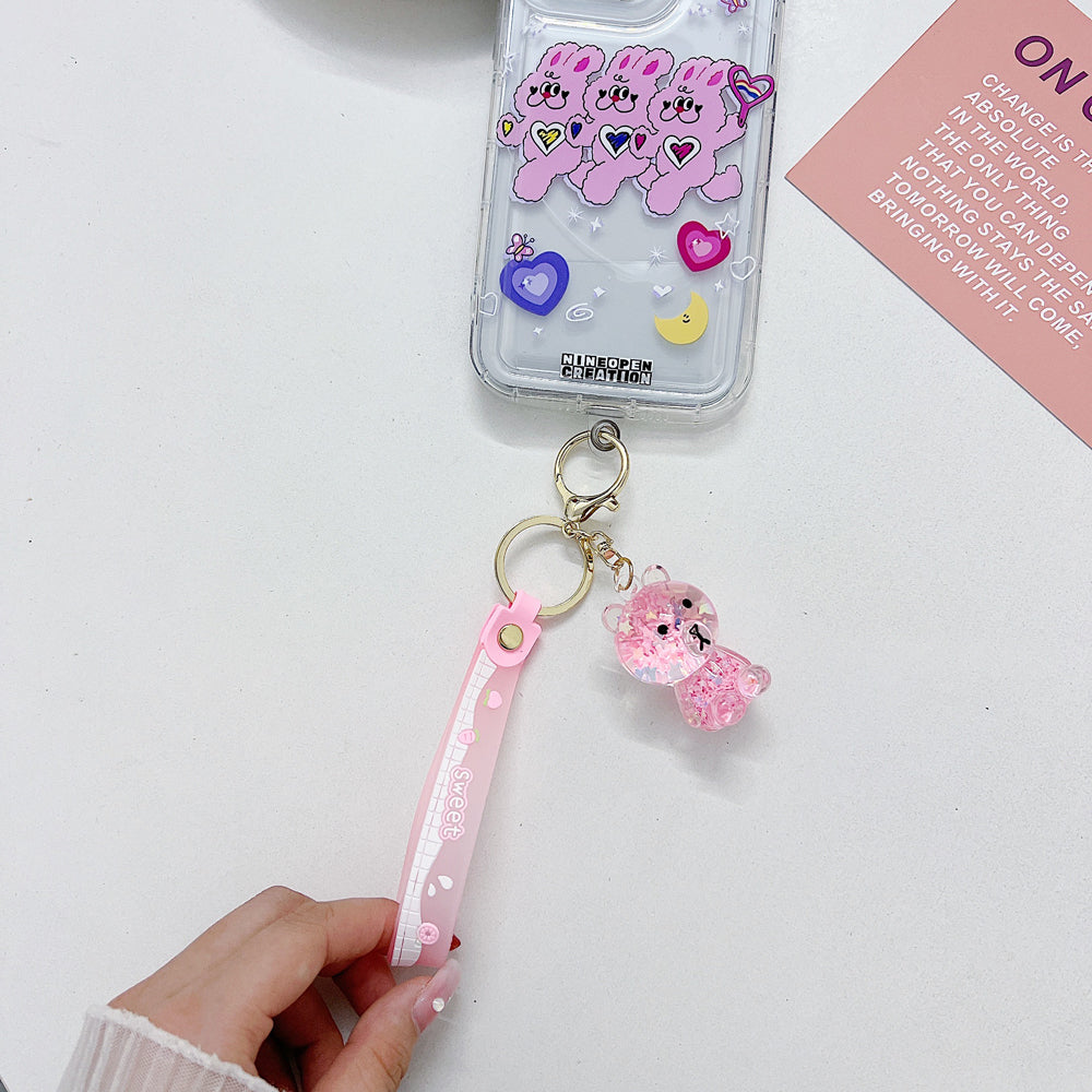 Acrylic Creative Fantasy Floating Glitter Bear Phone Charm | Keychain | Handbag Charm