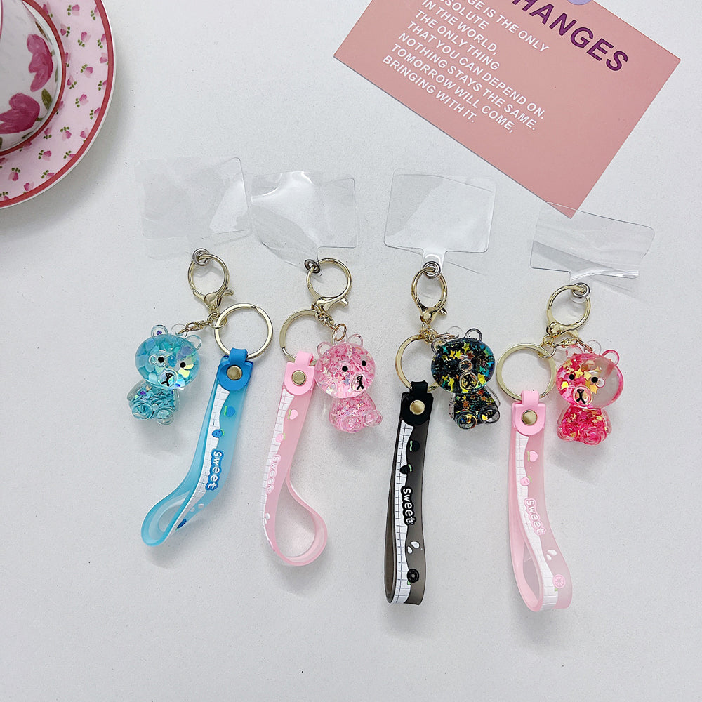 Acrylic Creative Fantasy Floating Glitter Bear Phone Charm | Keychain | Handbag Charm