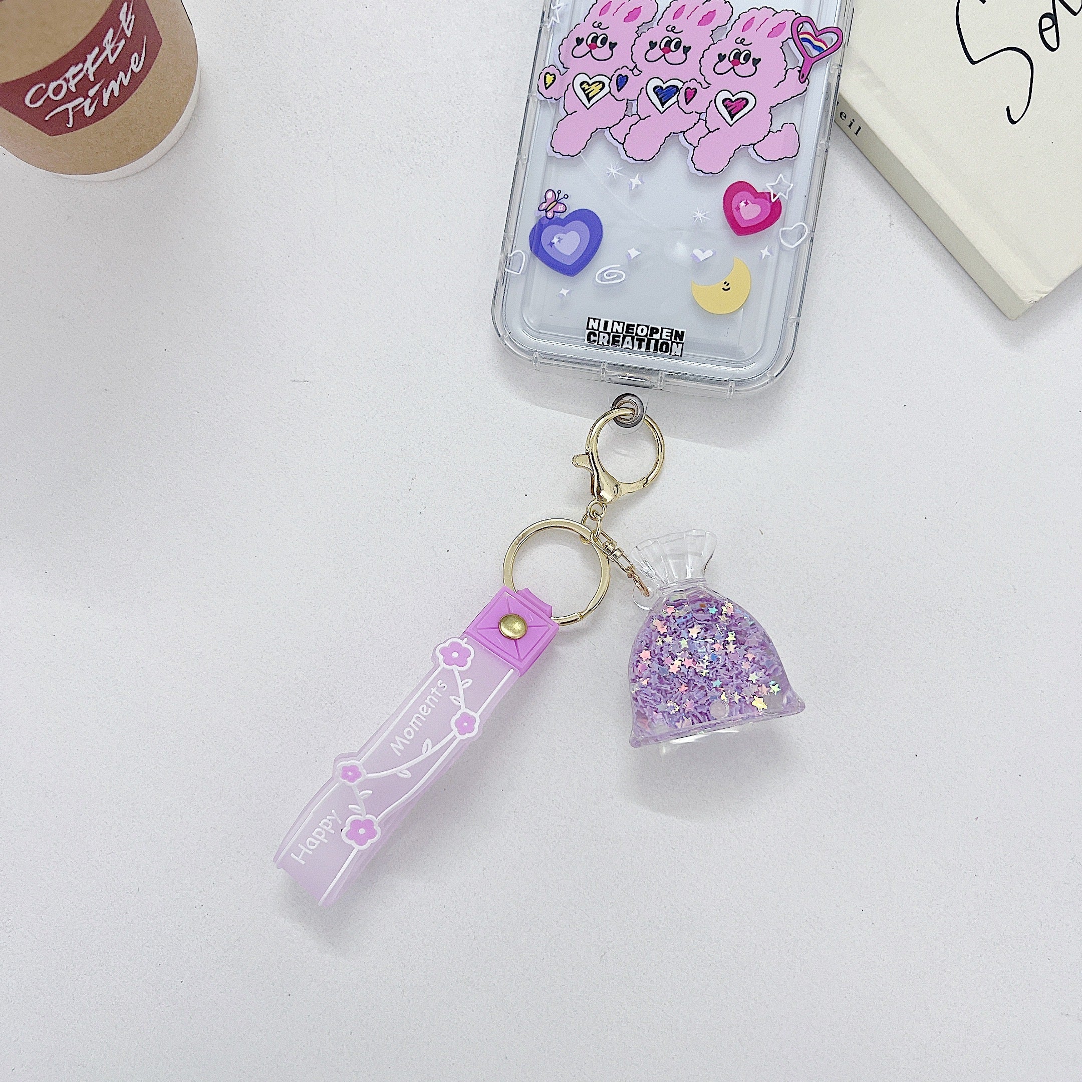 Floating Liquid Glitter Pouch Phone Charm | Keychain | Handbag Charm