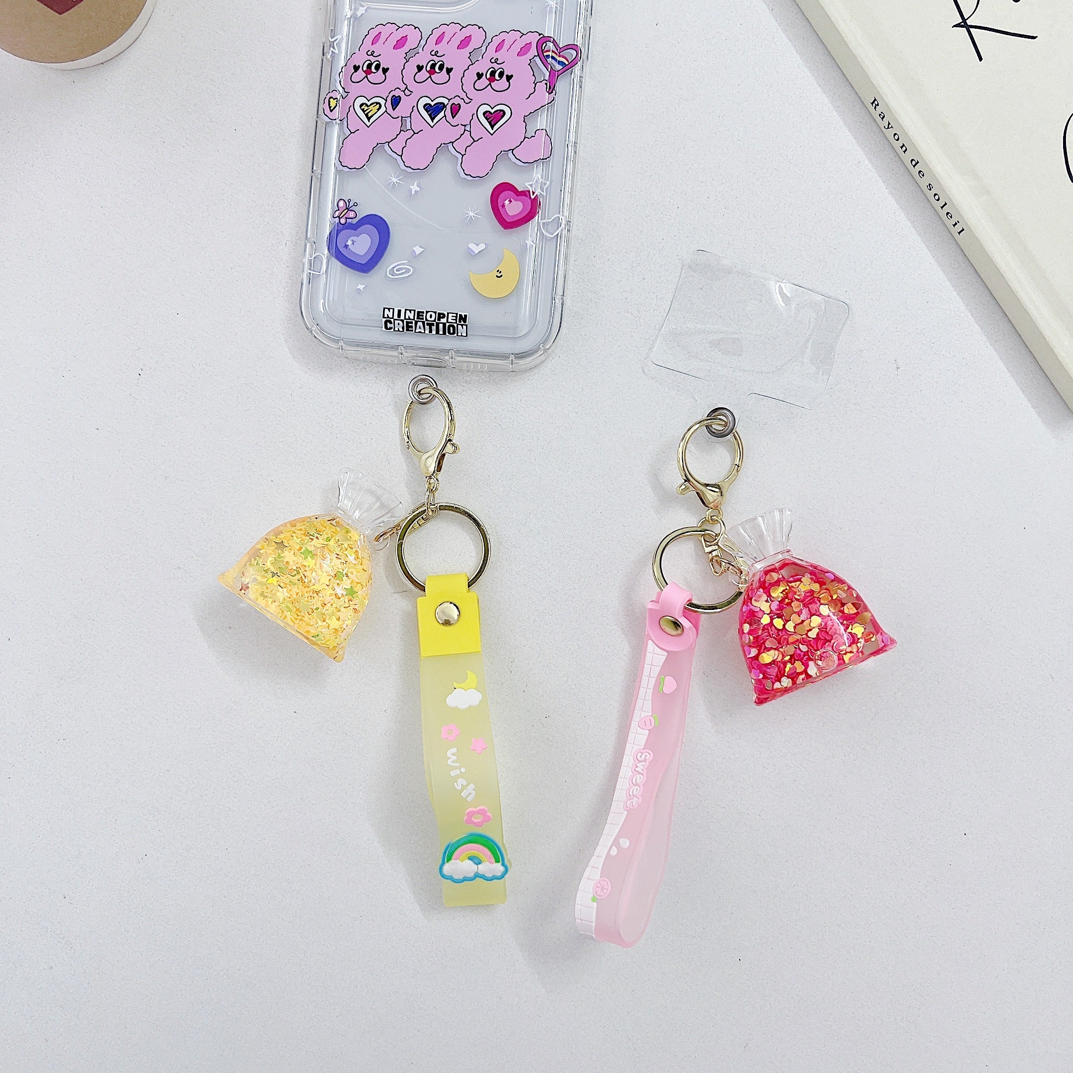 Floating Liquid Glitter Pouch Phone Charm | Keychain | Handbag Charm