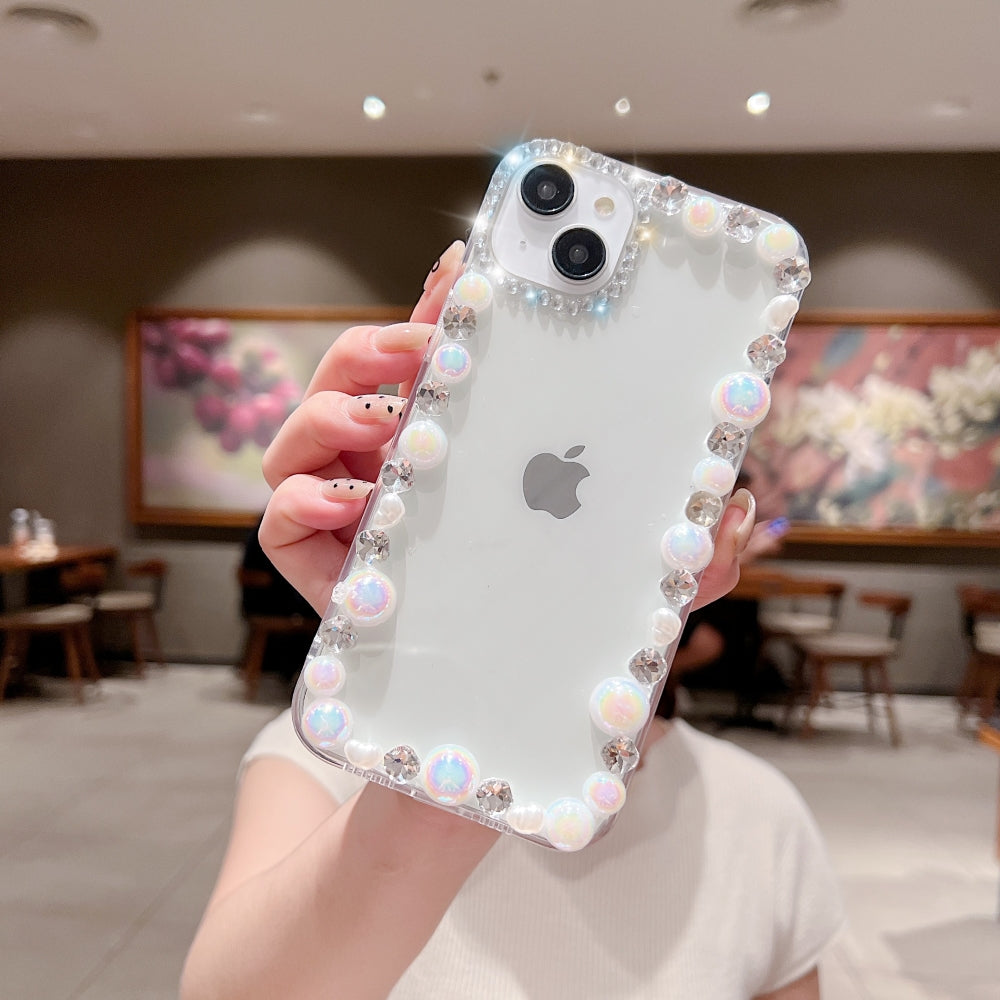 Handmade Pearl Border PC(Hard) | TPU(Soft) Transparent Case - iPhone 16