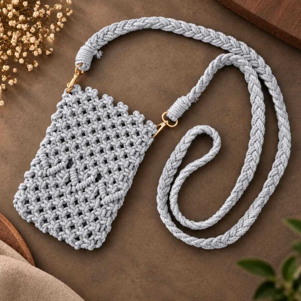 Handwoven Beige Crossbody Bag with Braided Strap