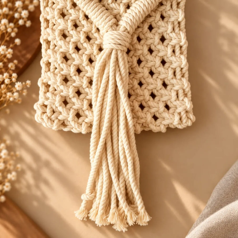 Handwoven Macrame Purse with Braided Strap