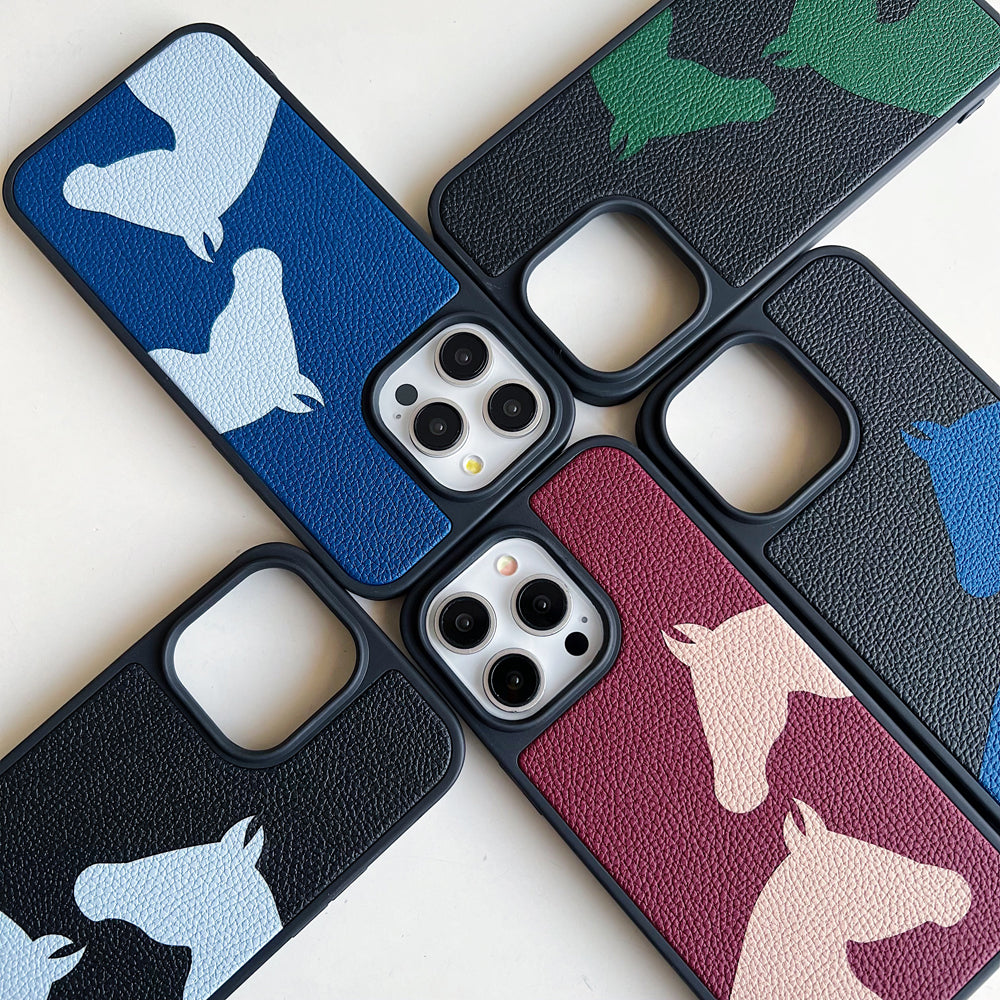 Horse Color Printed PU Leather Shockproof Phone Case - iPhone 13 Pro Max