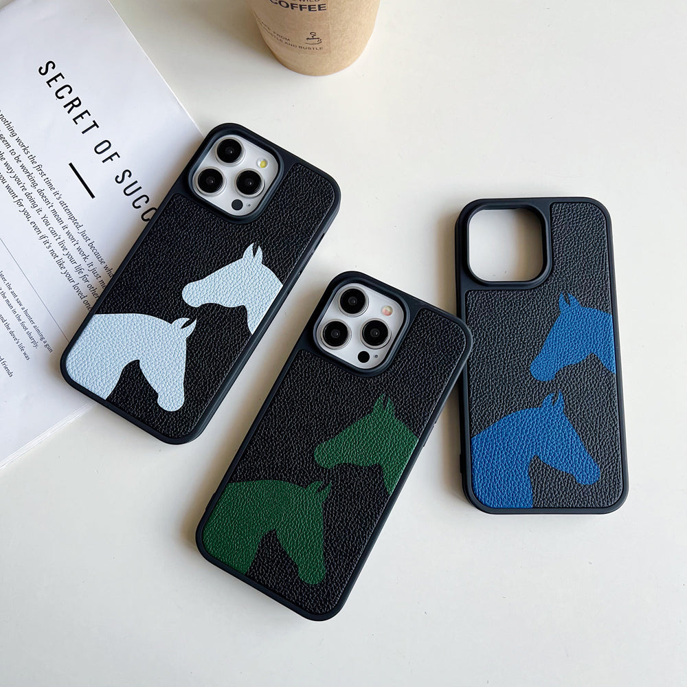 Horse Color Printed PU Leather Shockproof Phone Case - iPhone 13 Pro Max