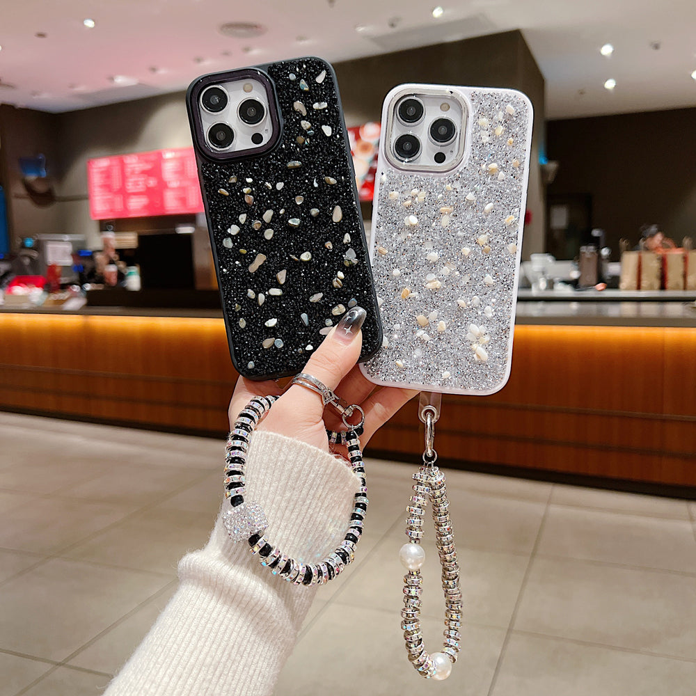 Electroplated Glitter and Stone Bling Phone Case With Bracelet - iPhone 12 Pro Max