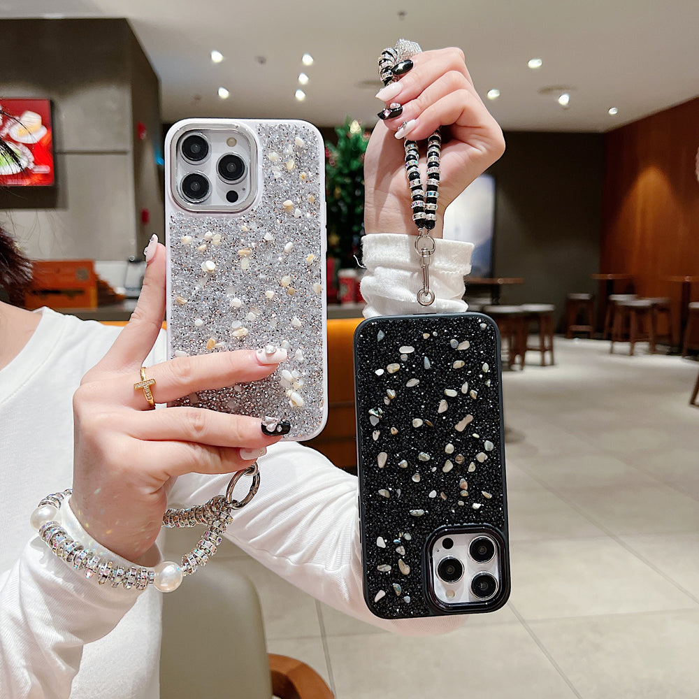 Electroplated Glitter and Stone Bling Phone Case With Bracelet - iPhone 12 Pro Max