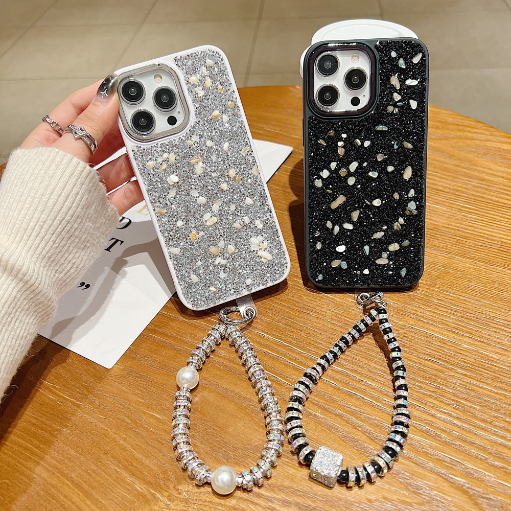 Electroplated Glitter and Stone Bling Phone Case With Bracelet - iPhone 12 Pro Max