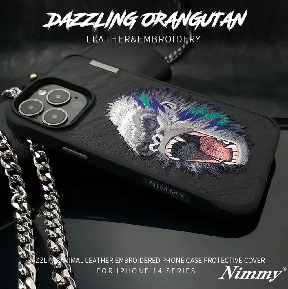 Nimmy Luxury Faux Leather Embroidery PC (Hard) Phone Case - iPhone 13